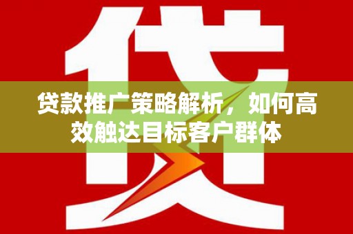 开县贷款推广策略解析，如何高效触达目标客户群体