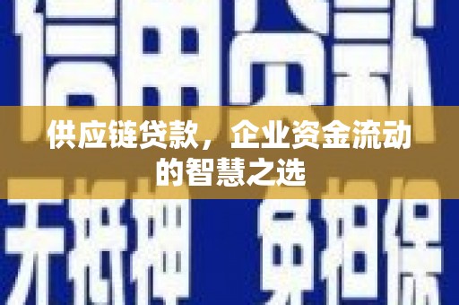 开县供应链贷款，企业资金流动的智慧之选